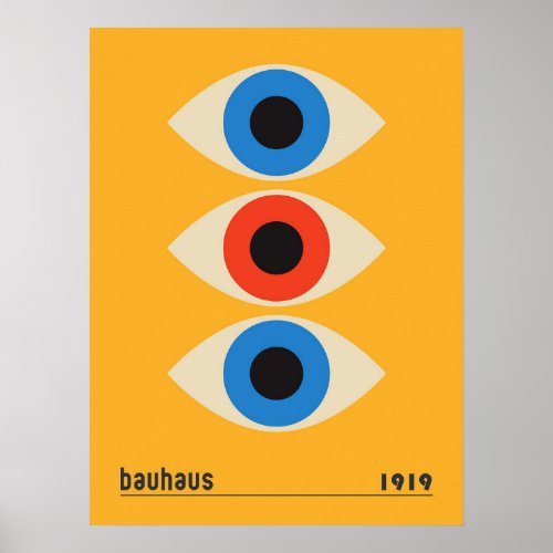 Vintage Bauhaus Geometric Eyes Fine Art Poster