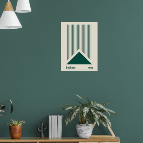 Vintage Bauhaus Green Geometric Fine Art  Poster
