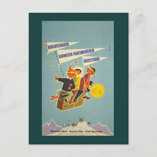 Vintage Bavarian Alps Travel Postcard