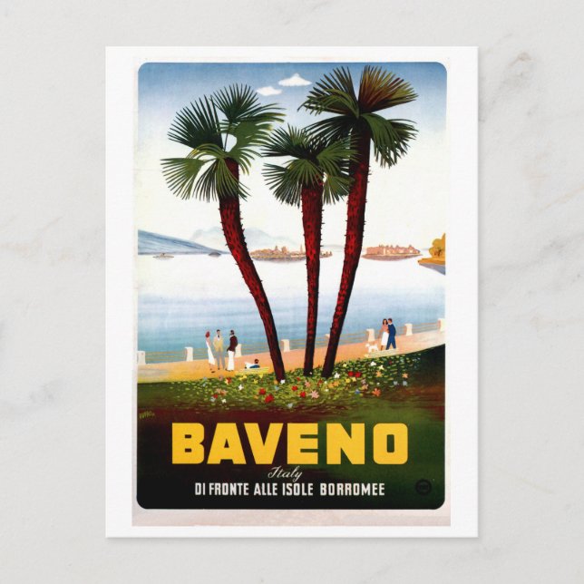 Vintage Baveno Italian travel advertising Postcard (Front)