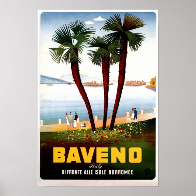 Vintage Baveno Italian travel advertising Poster (Front)