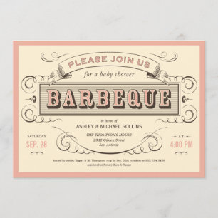 Vintage BBQ Baby Shower Invitations