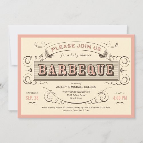 Vintage BBQ Baby Shower Invitations