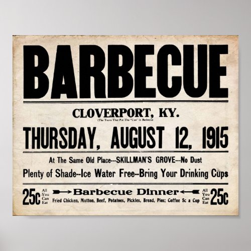 Vintage BBQ _ Barbeque All You Can Eat Print