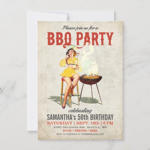 Vintage BBQ Birthday Invitation 2