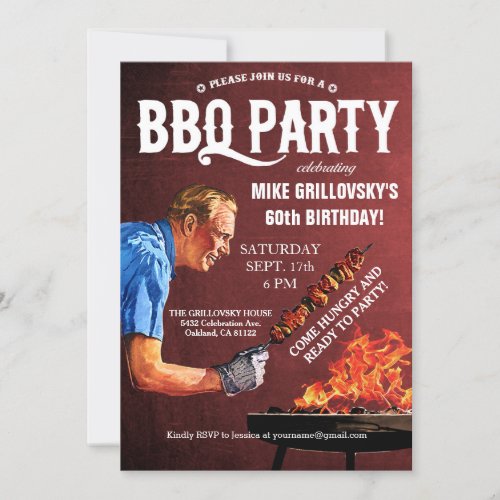 Vintage BBQ Birthday Invitations Chalkboard