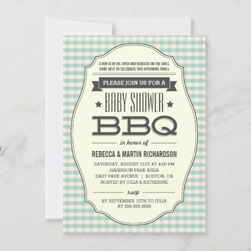 Vintage BBQ Boy Baby Shower Invitations Personalized Invitations