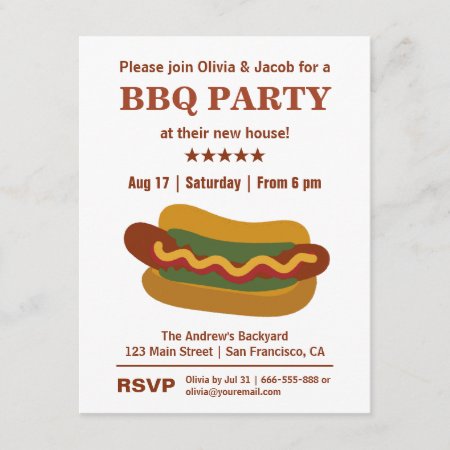 Vintage Bbq Hot Dog Housewarming Party Invitations