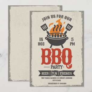 Vintage BBQ Party Grill Master Invitation