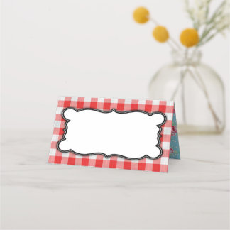 Vintage BBQ Place/Food Tent Cards-Gingham Place Card