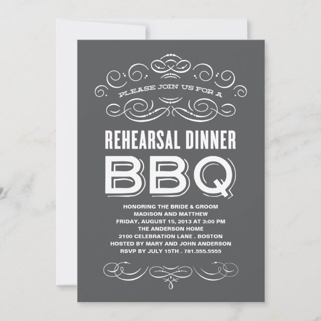 VINTAGE BBQ | REHEARSAL DINNER BBQ INVITATION (Front)