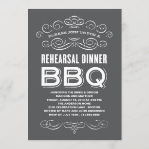 VINTAGE BBQ REHEARSAL DINNER BBQ INVITATION