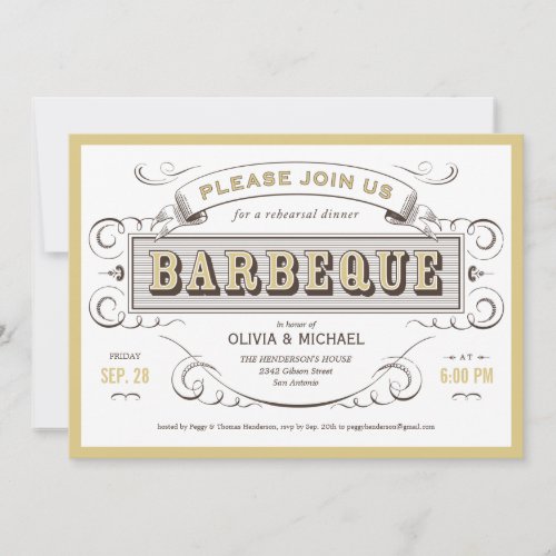 Vintage BBQ Rehearsal Dinner Invitations