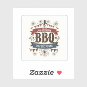 Vintage BBQ Sticker–4th of July Picnic Retro Style Sticker