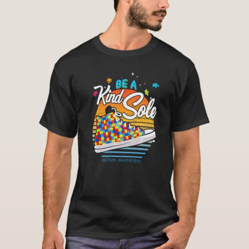 Vintage Be A Kind Sole Autism Awareness Shoes Be K T-Shirt