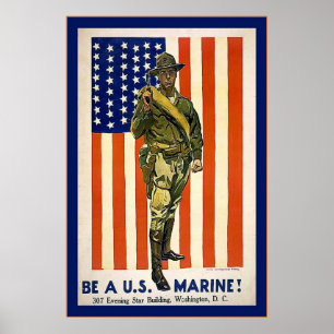 Vintage Be a U.S. Marine! Poster