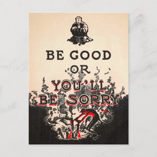 Vintage Be Good Devil Postcard 