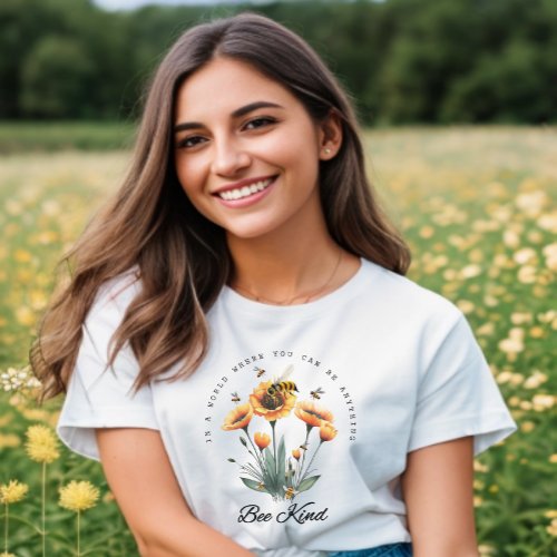 Vintage Be Kind Bee Floral Positive Quote T_Shirt