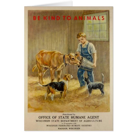 Vintage - Be Kind to Animals - Farm Animals, Cards (Front)