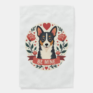 Vintage Be Mine Corgi Valentine Floral Folk Art De Garden Flag