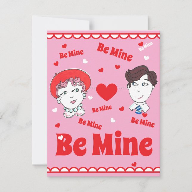 Vintage Be Mine Valentines Flat Card (Front)