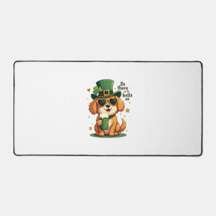 Vintage Be There With Bells On Dog St Patricks Day Desk Mat