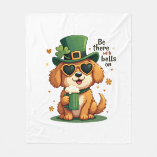 Vintage Be There With Bells On Dog St Patricks Day Fleece Blanket