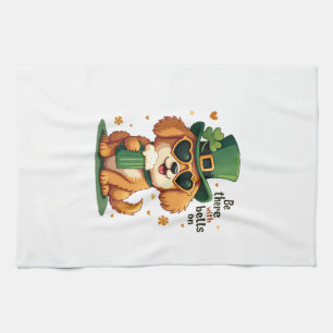 Vintage Be There With Bells On Dog St Patricks Day Kitchen Towel