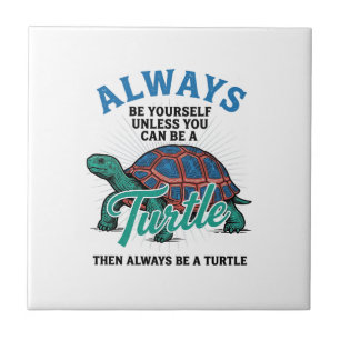 Vintage Be Yourself Turtle Shirt Design_1 Ceramic Tile