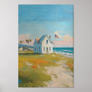 Vintage Beach 4th of July Americana Independence  Poster