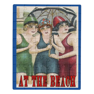 Vintage Beach, add text Jigsaw Puzzle