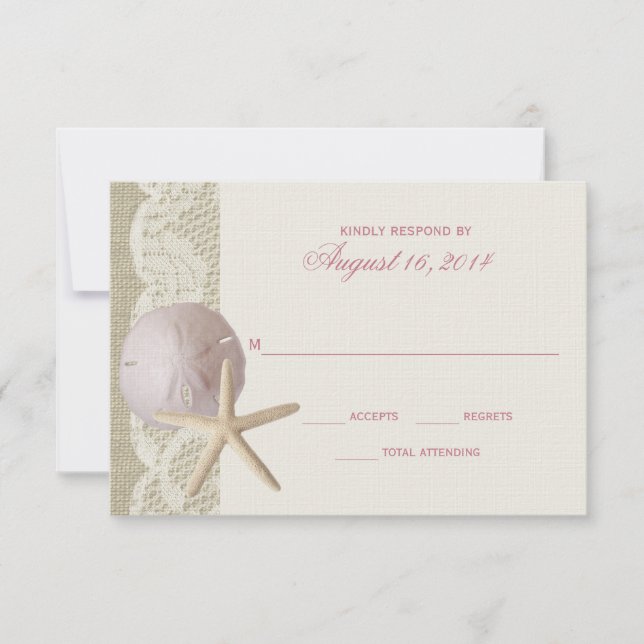 Vintage Beach and Lace Ivory RSVP Card (Front)