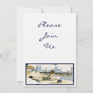 Vintage Beach Art Custom Invitations
