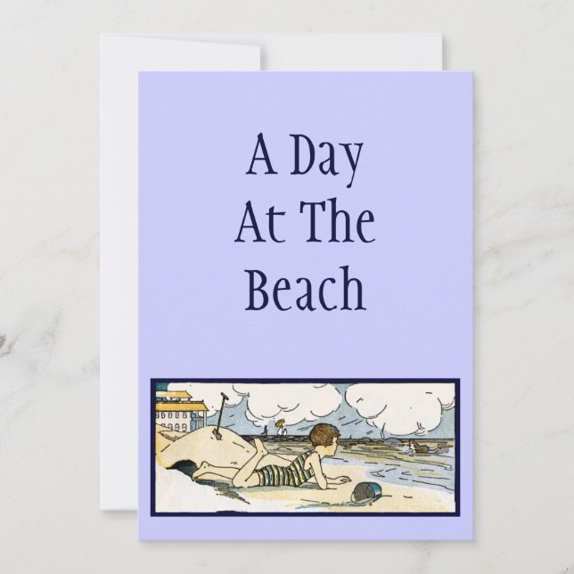 Vintage Beach Art Custom Invitations (Front)