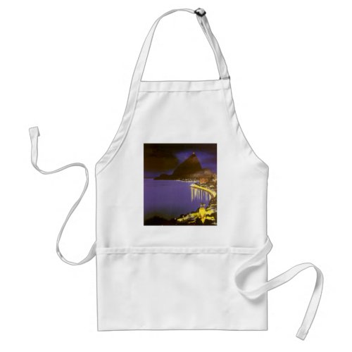 Vintage Beach at Night in Rio De Janeiro Brazil Adult Apron