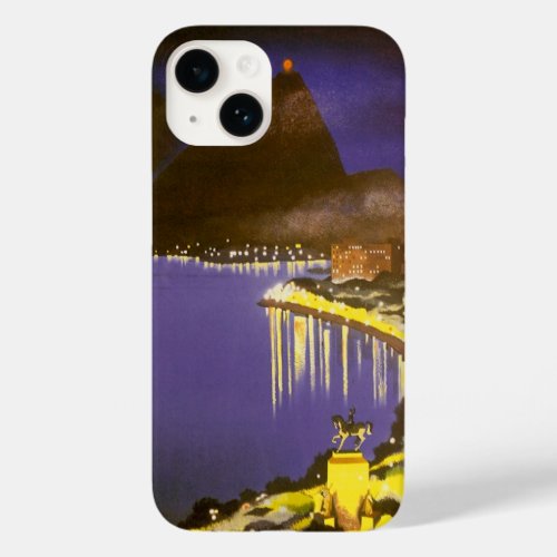 Vintage Beach at Night in Rio De Janeiro Brazil Case_Mate iPhone 14 Case