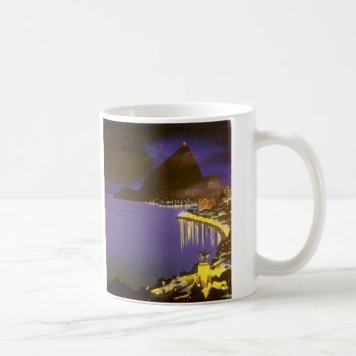 Vintage Beach at Night in Rio De Janeiro Brazil Coffee Mug