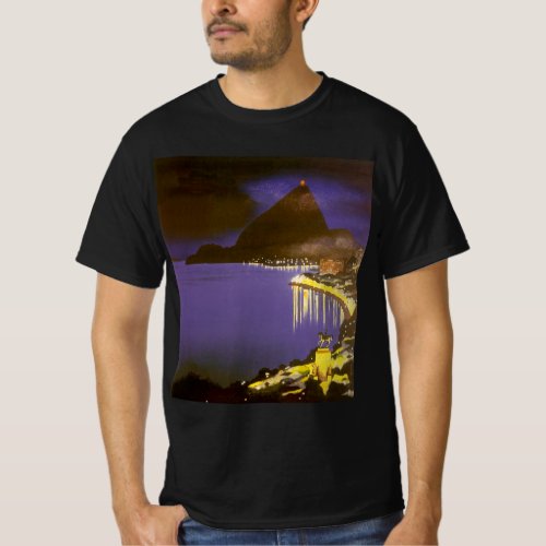 Vintage Beach at Night in Rio De Janeiro Brazil T_Shirt