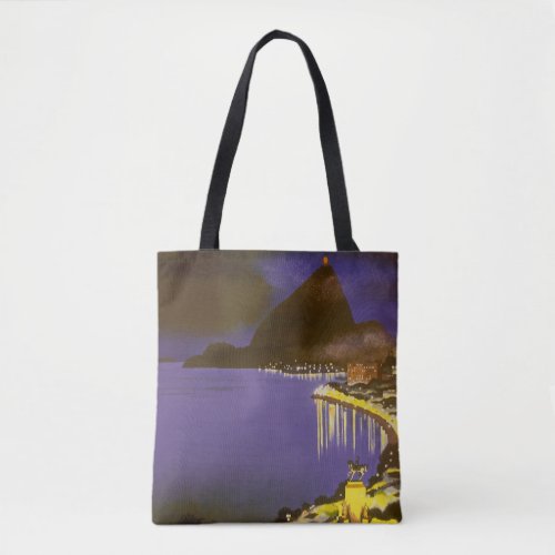 Vintage Beach at Night in Rio De Janeiro Brazil Tote Bag