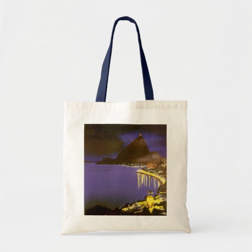 Vintage Beach at Night in Rio De Janeiro Brazil Tote Bag