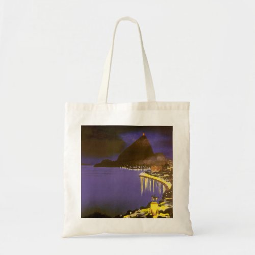 Vintage Beach at Night in Rio De Janeiro Brazil Tote Bag