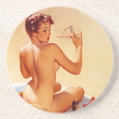 Vintage Beach Beauty Pin Up Girl Drink Coaster