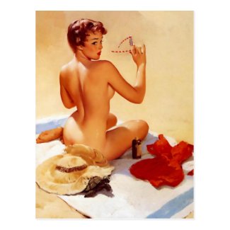 Vintage Beach Beauty Pin Up Girl Postcard