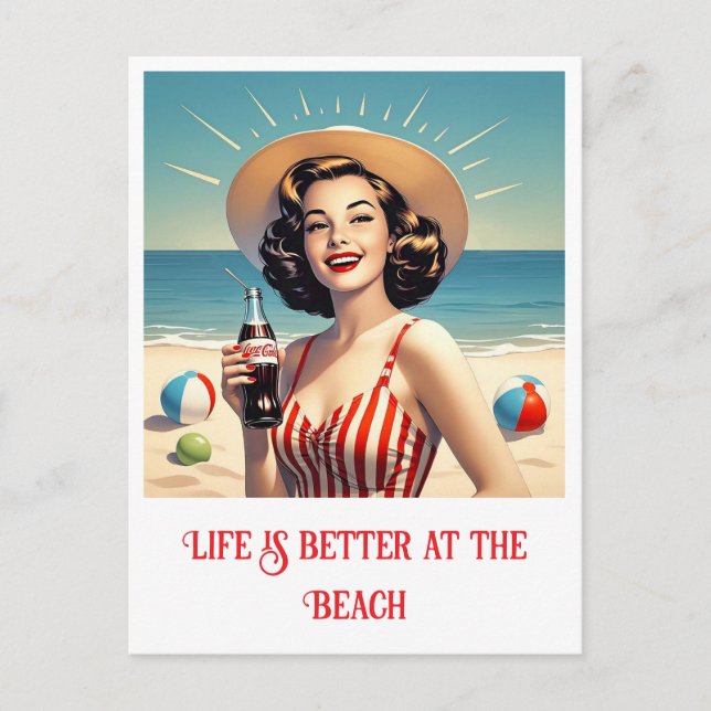 " VINTAGE BEACH BEAUTY "  POSTCARD (Front)