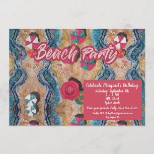Vintage Beach Birthday Party Invitation