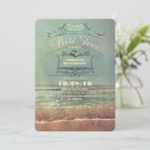 Vintage beach bridal shower invitations (Standing Front)