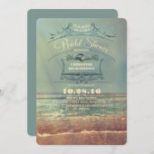 Vintage beach bridal shower invitations (Front/Back)