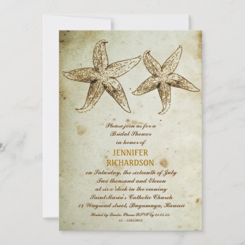 VINTAGE BEACH BRIDAL SHOWER INVITATIONS