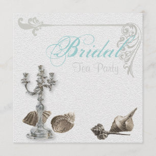 Vintage Beach Bridal Shower Tea Party Invitation