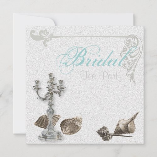 Vintage Beach Bridal Shower Tea Party Invitation